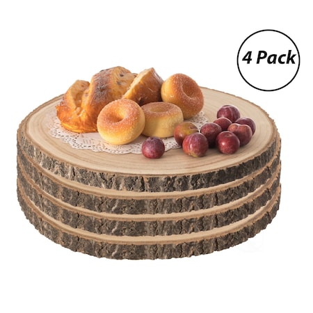 Vintiquewise Home Decor Natural Wooden Bark Slice Tray Large Rustic Table Charger Centerpiece 10 in, PK 4 QI004158-10.4